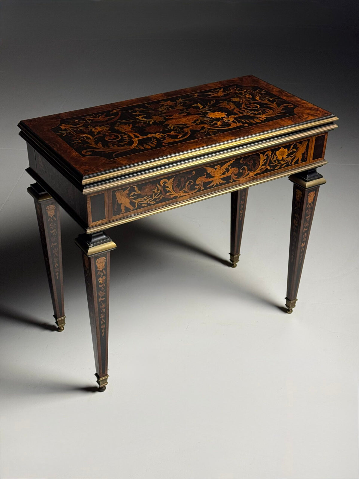 French Ebony Marquetry Games Table, 19th Century, photo 40
