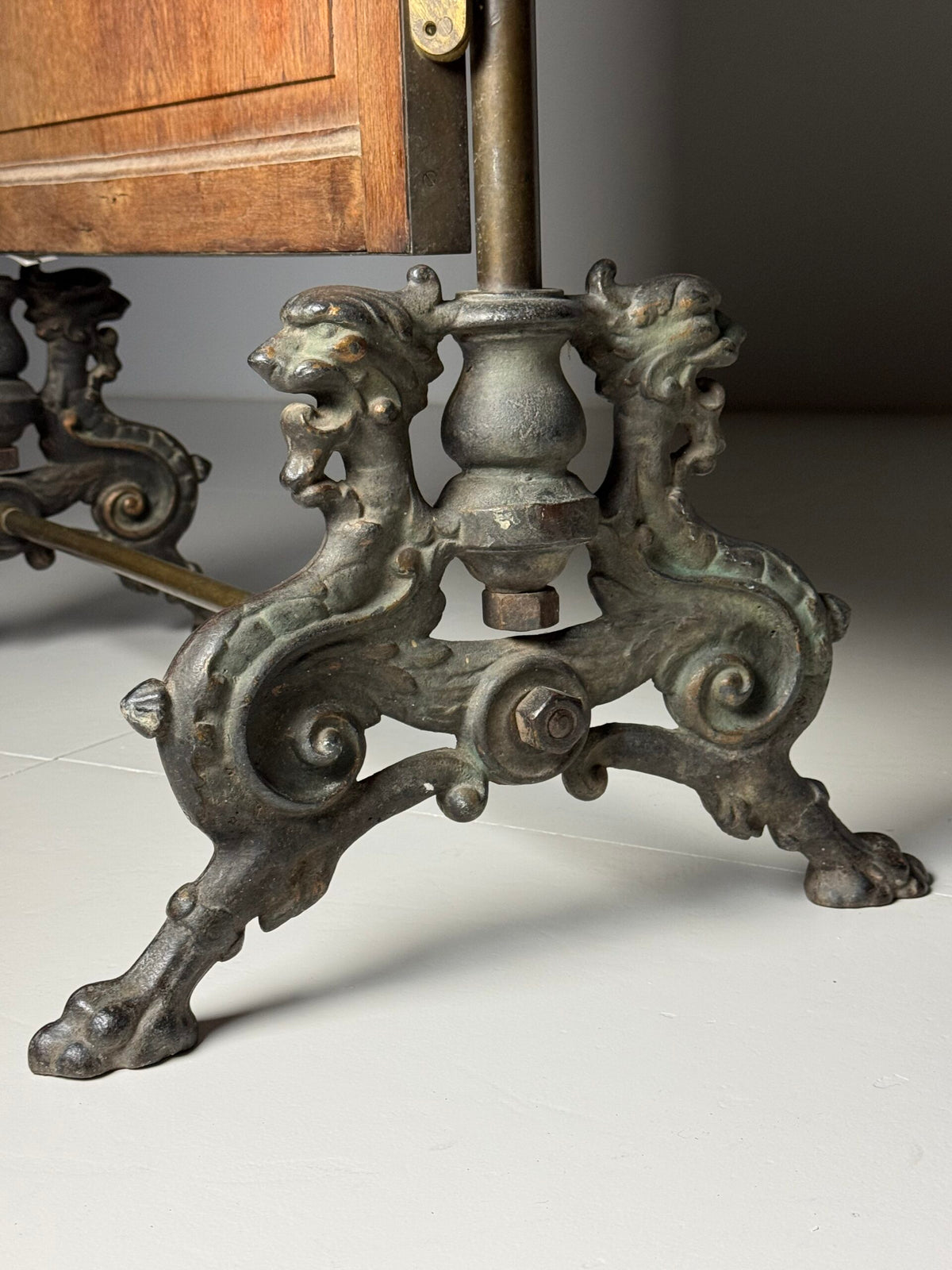 Victorian Brass and Bronze Standing Mirror with Griffins, c. 1890, photo 31
