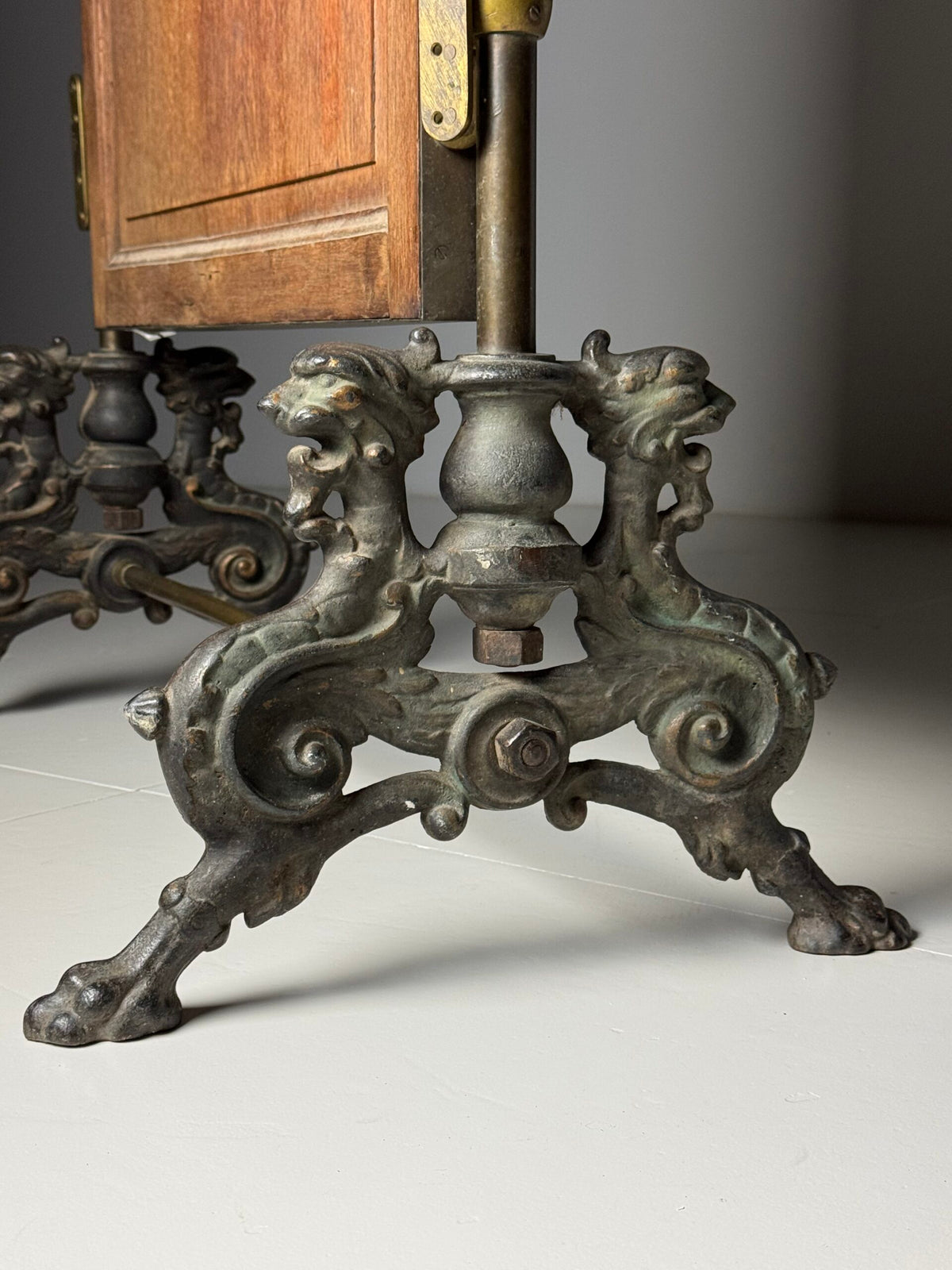 Victorian Brass and Bronze Standing Mirror with Griffins, c. 1890, photo 32