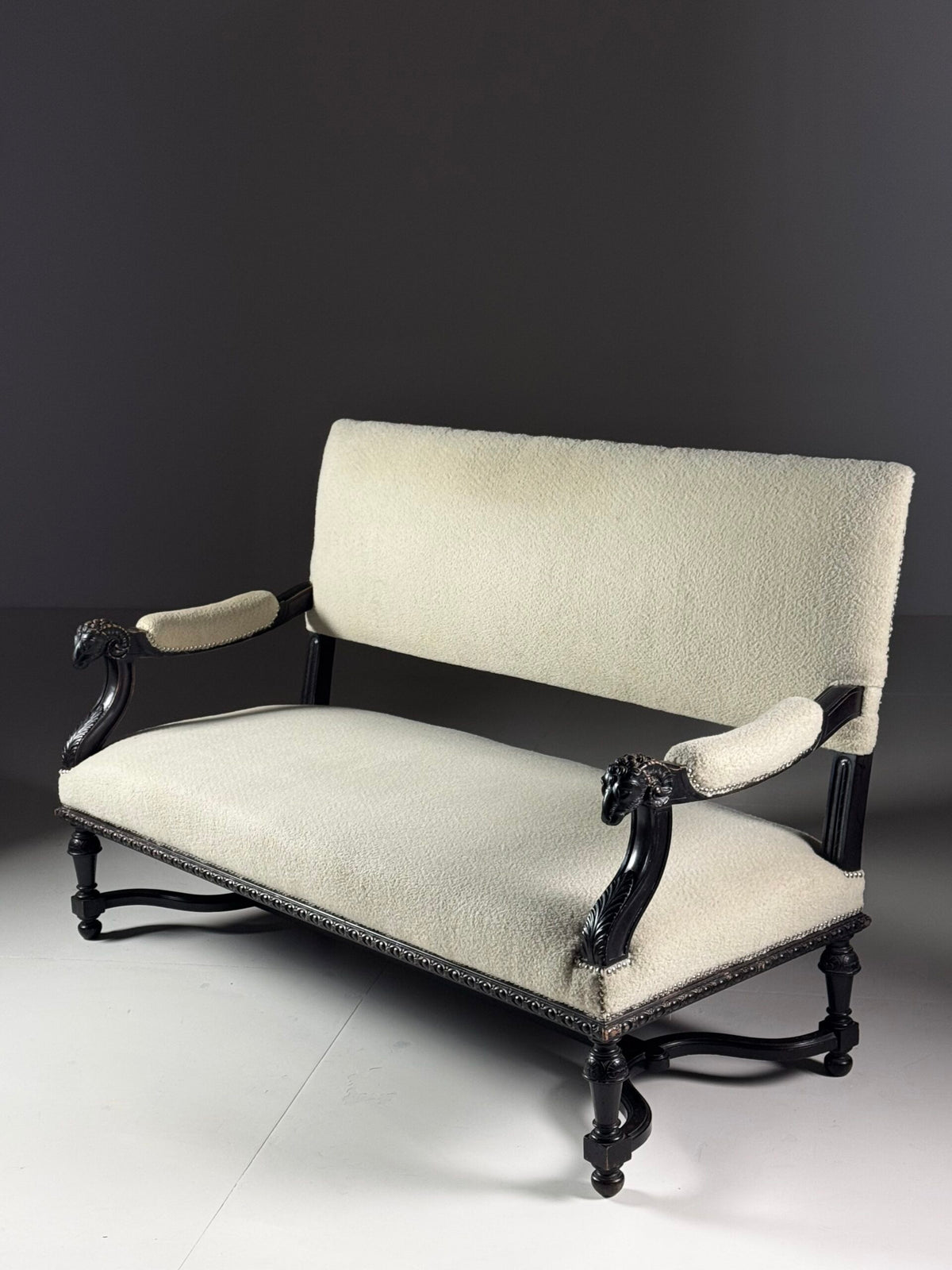 French Sofa with Ram's Head Arms, 19th Century, photo 1