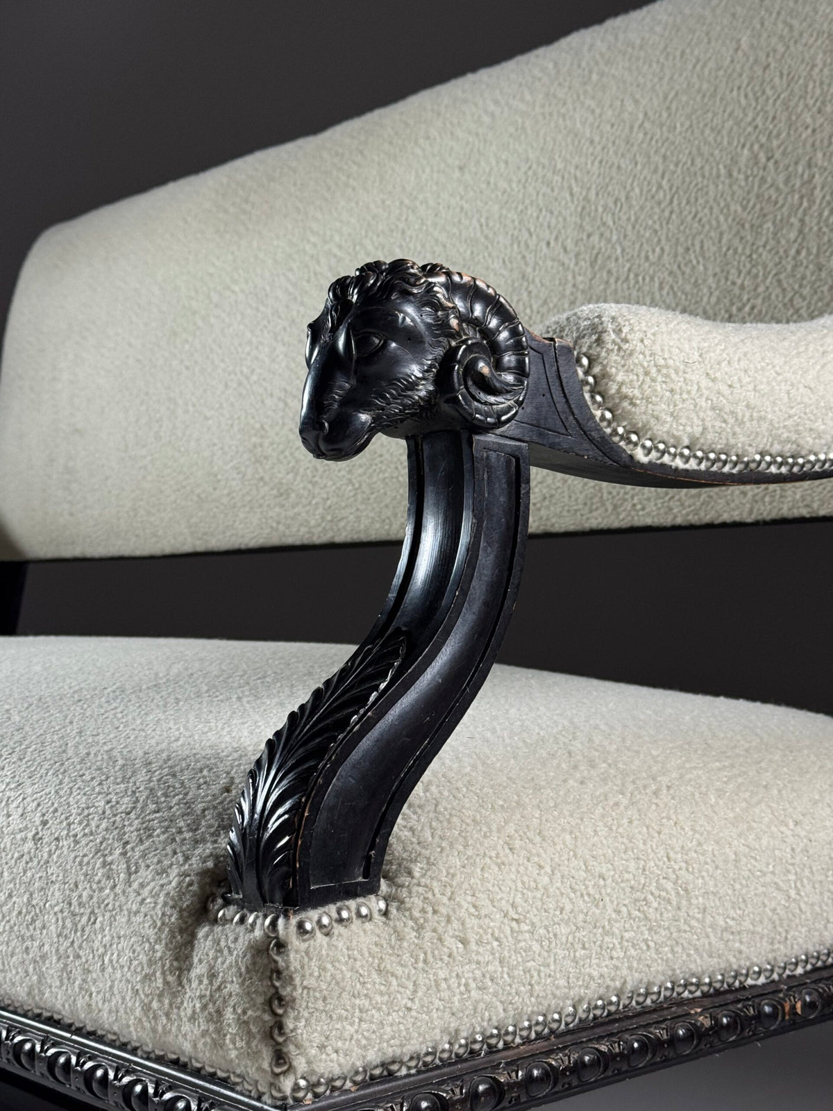 French Sofa with Ram's Head Arms, 19th Century, photo 6