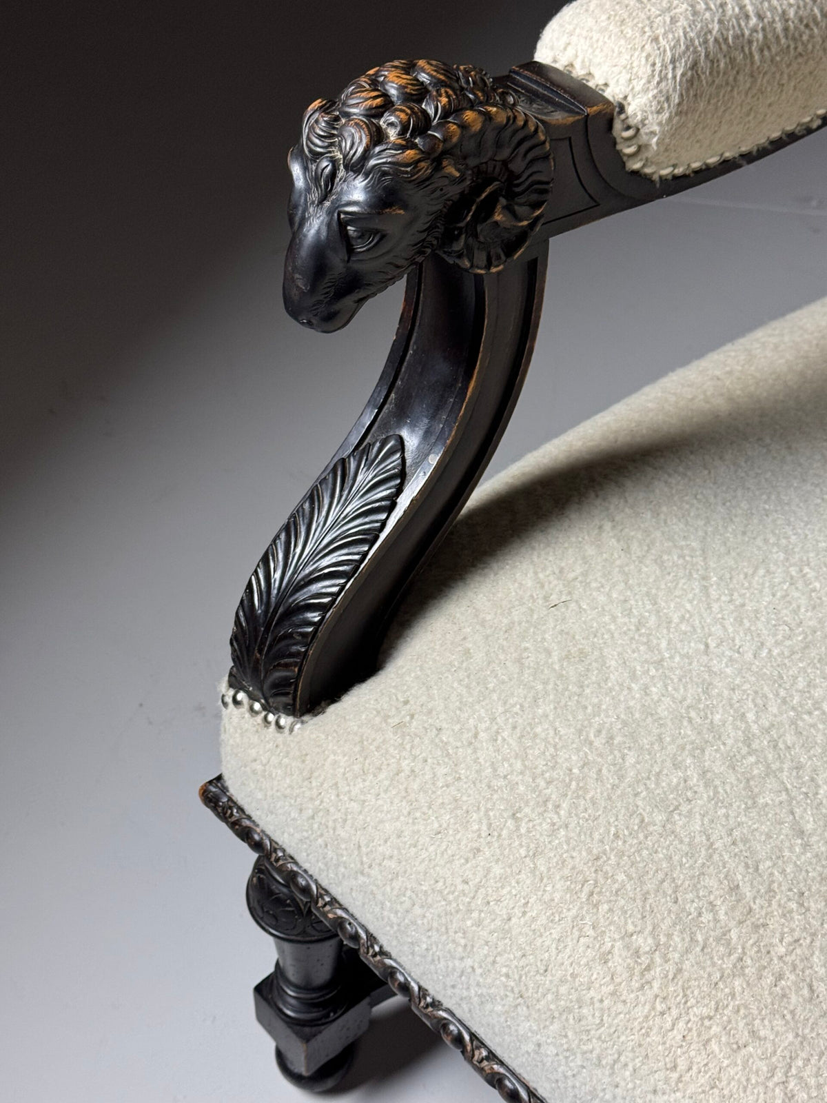 French Sofa with Ram's Head Arms, 19th Century, photo 11