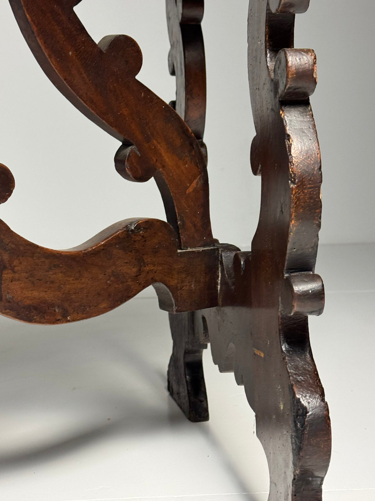 Pair of Italian Walnut Demi Lune Console Tables, 18th Century, photo 25