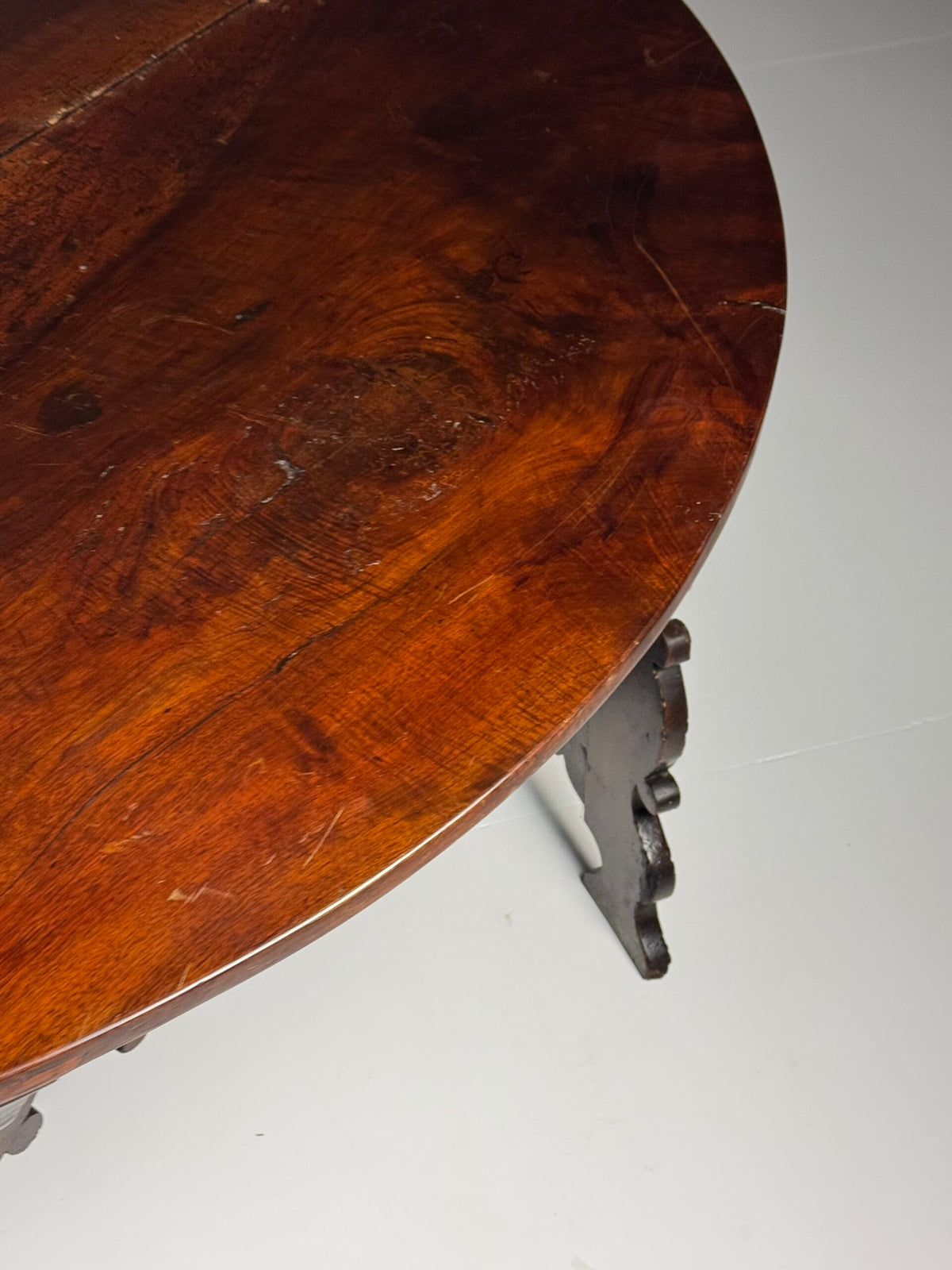 Pair of Italian Walnut Demi Lune Console Tables, 18th Century, photo 11