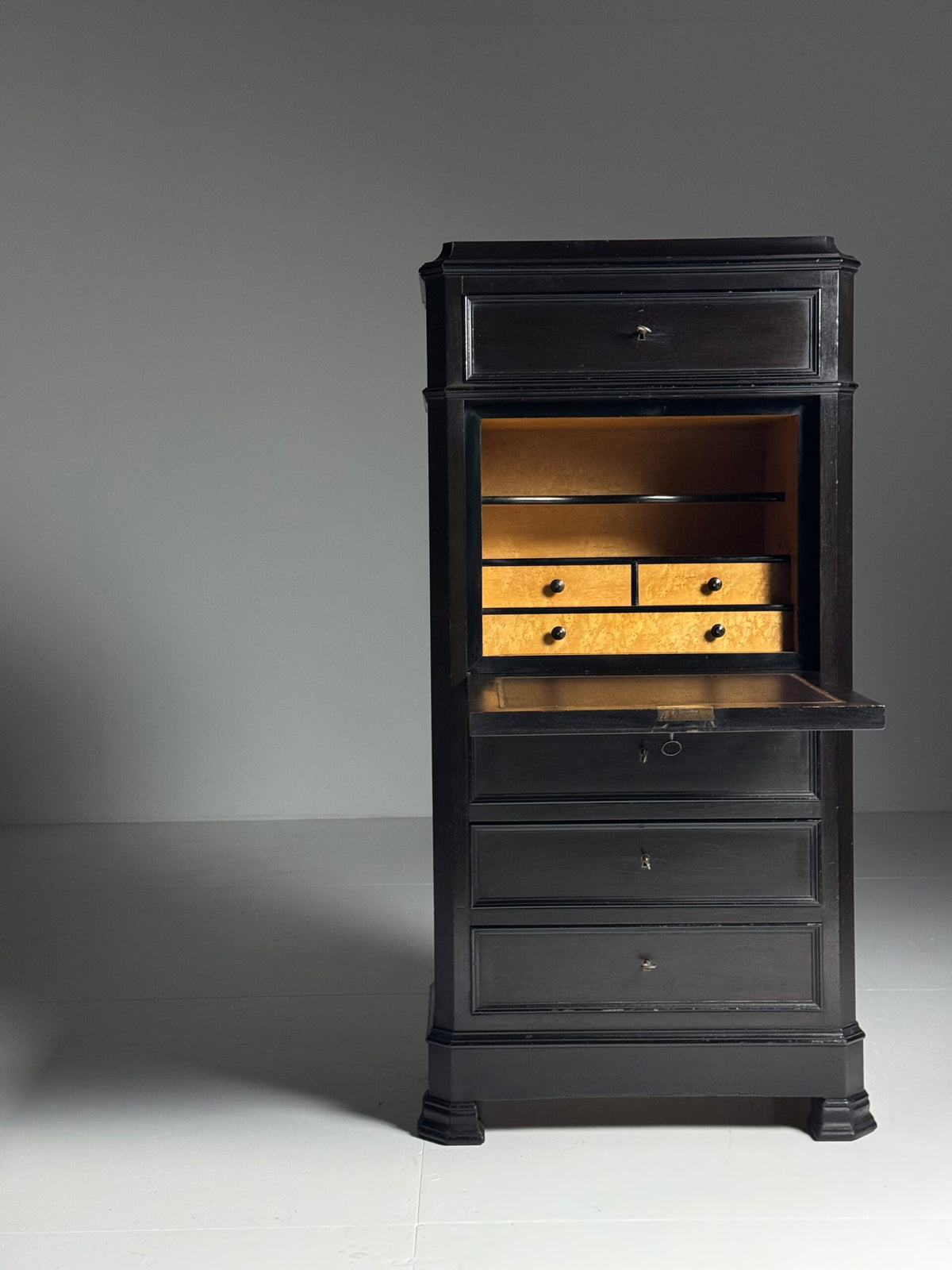 Louis Philippe Black Secretaire Chest of Drawers, 19th Century, photo 16