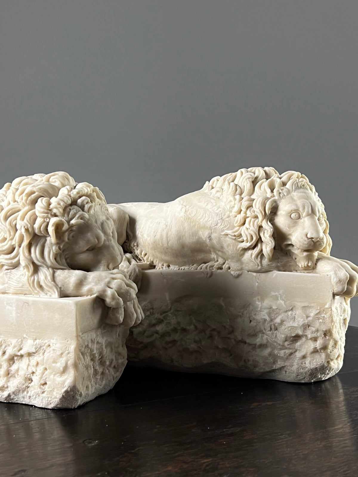 Pair of Marble Dust Canova Lions, Early 20th Century, photo 10