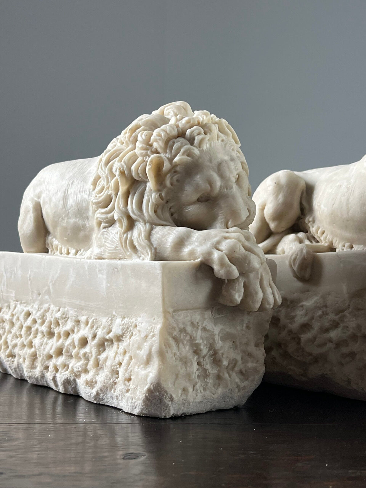 Pair of Marble Dust Canova Lions, Early 20th Century, photo 9