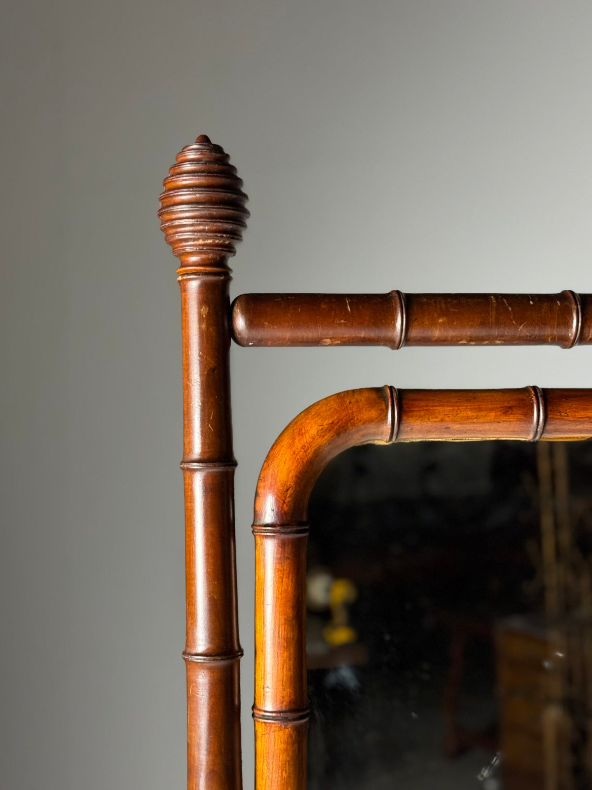 French Faux Bamboo Cheval Mirror, c. 1890 to 1900, photo 8