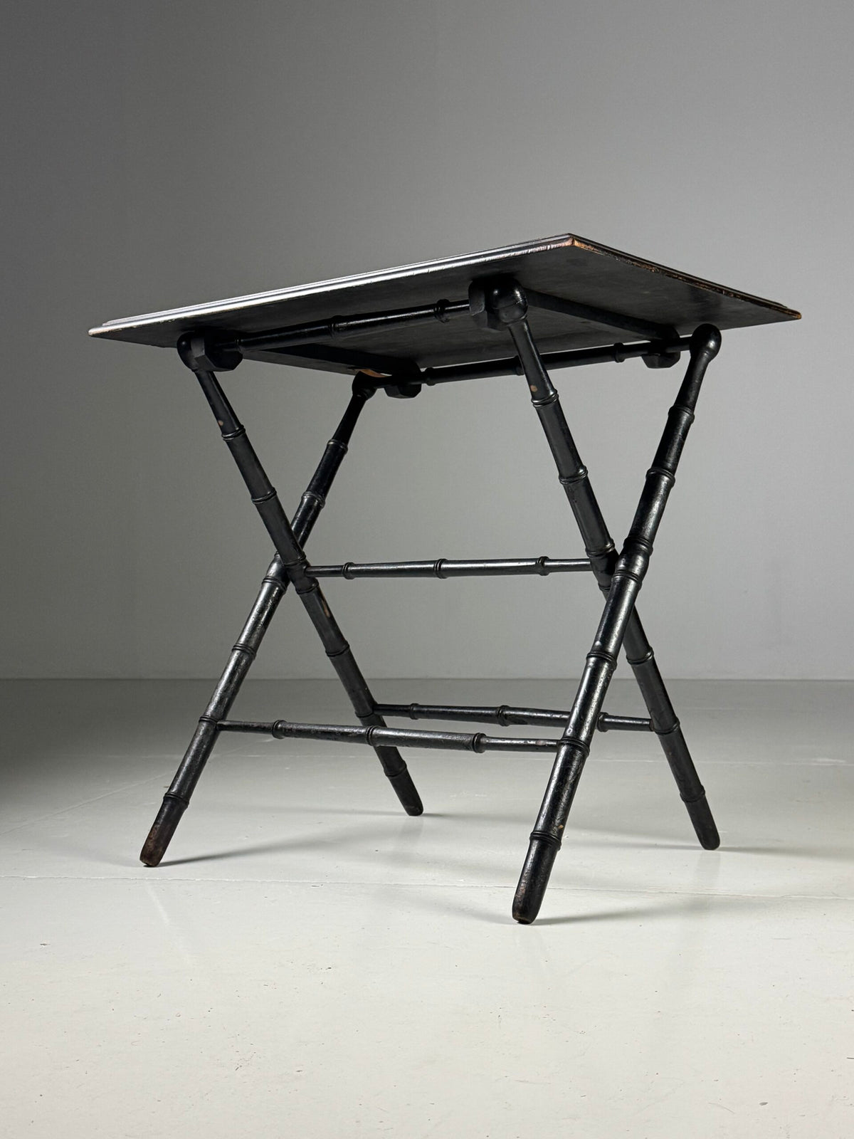 Napoleon III Tray Table with Inlaid Top and Faux Bamboo Frame, photo 3