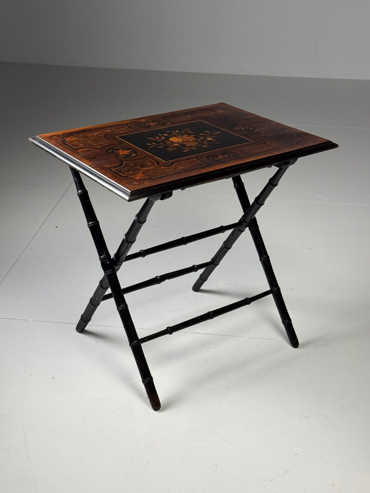 Napoleon III Tray Table with Inlaid Top and Faux Bamboo Frame, photo 12