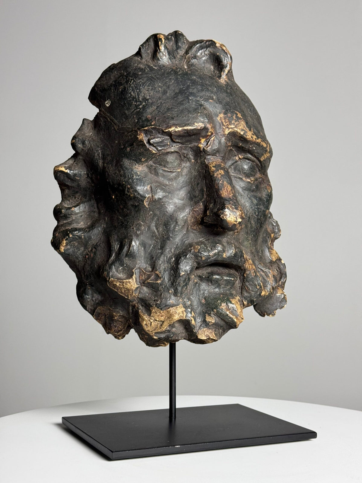 Oversized Classical Unfired Clay Head, Signed Riley 1904, photo 7
