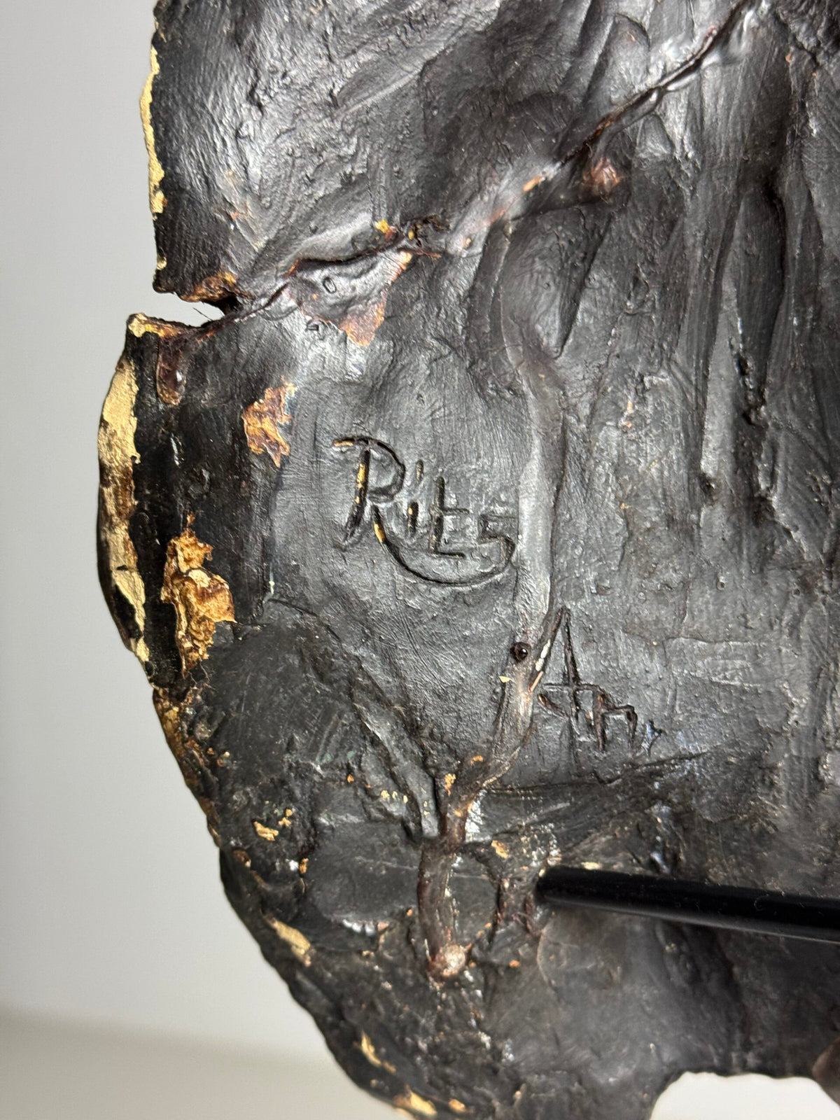 Oversized Classical Unfired Clay Head, Signed Riley 1904, photo 9