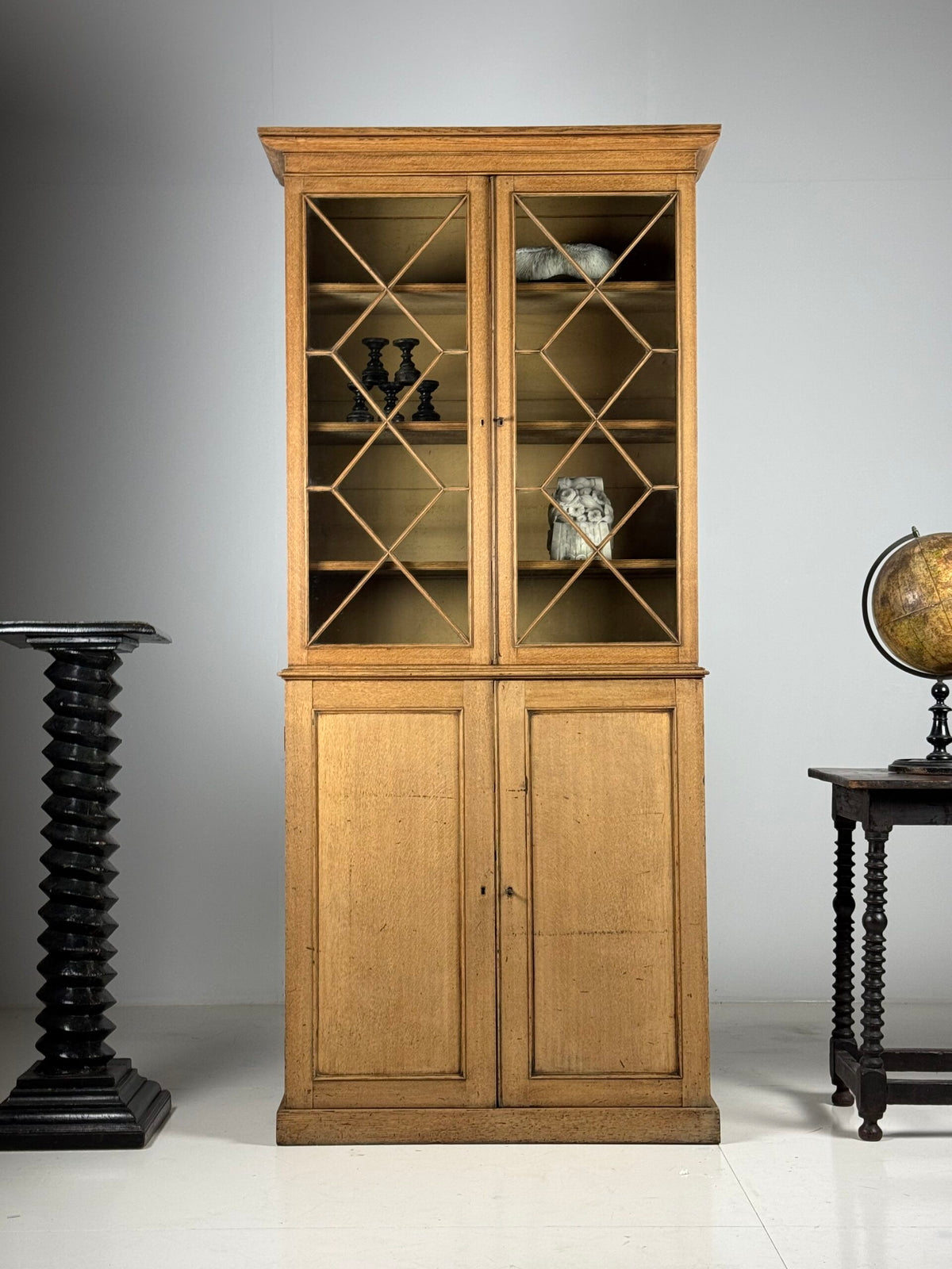 English Bleached Oak Display Cabinet, 19th Century, photo 33