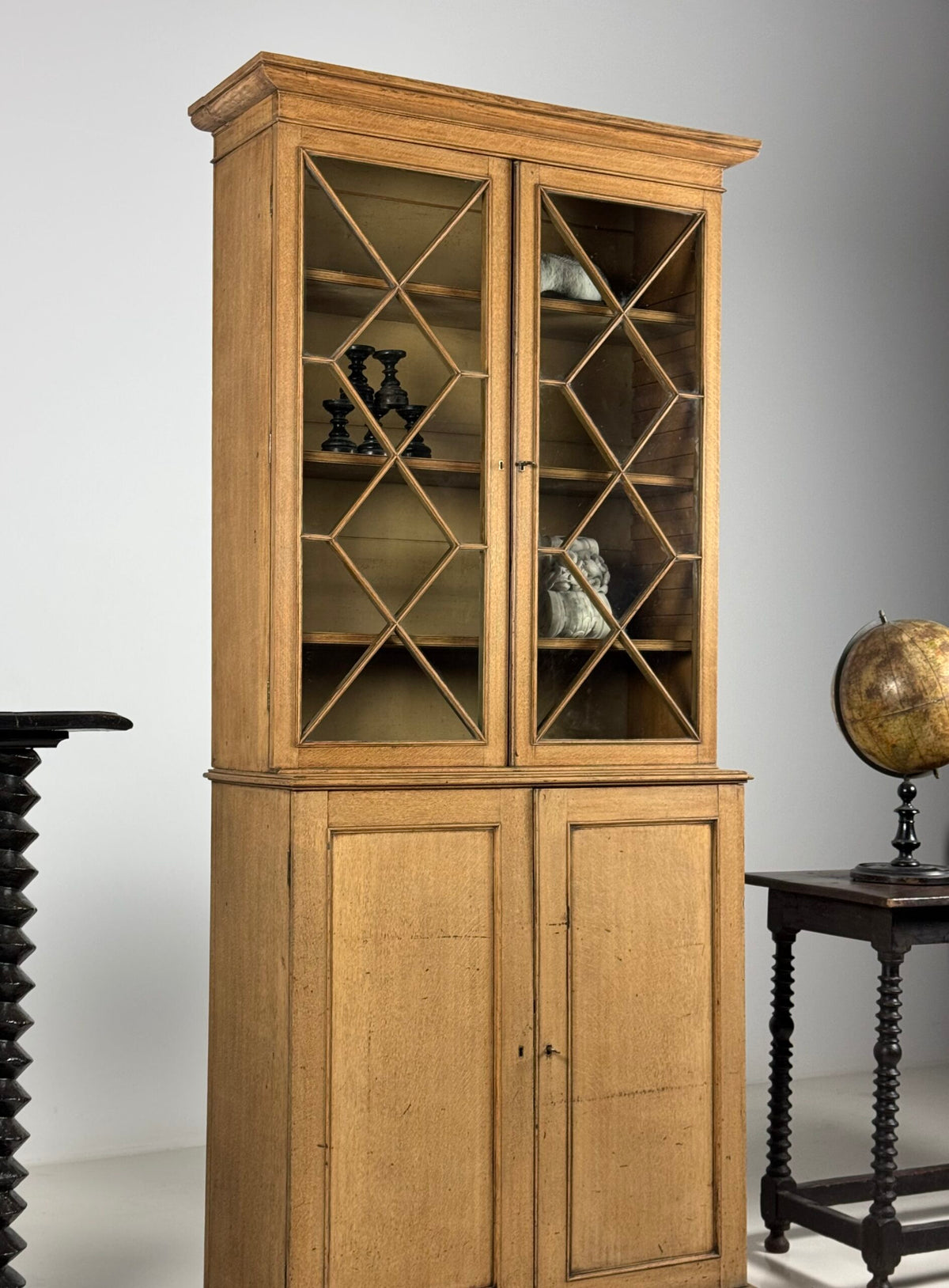 English Bleached Oak Display Cabinet, 19th Century, photo 10