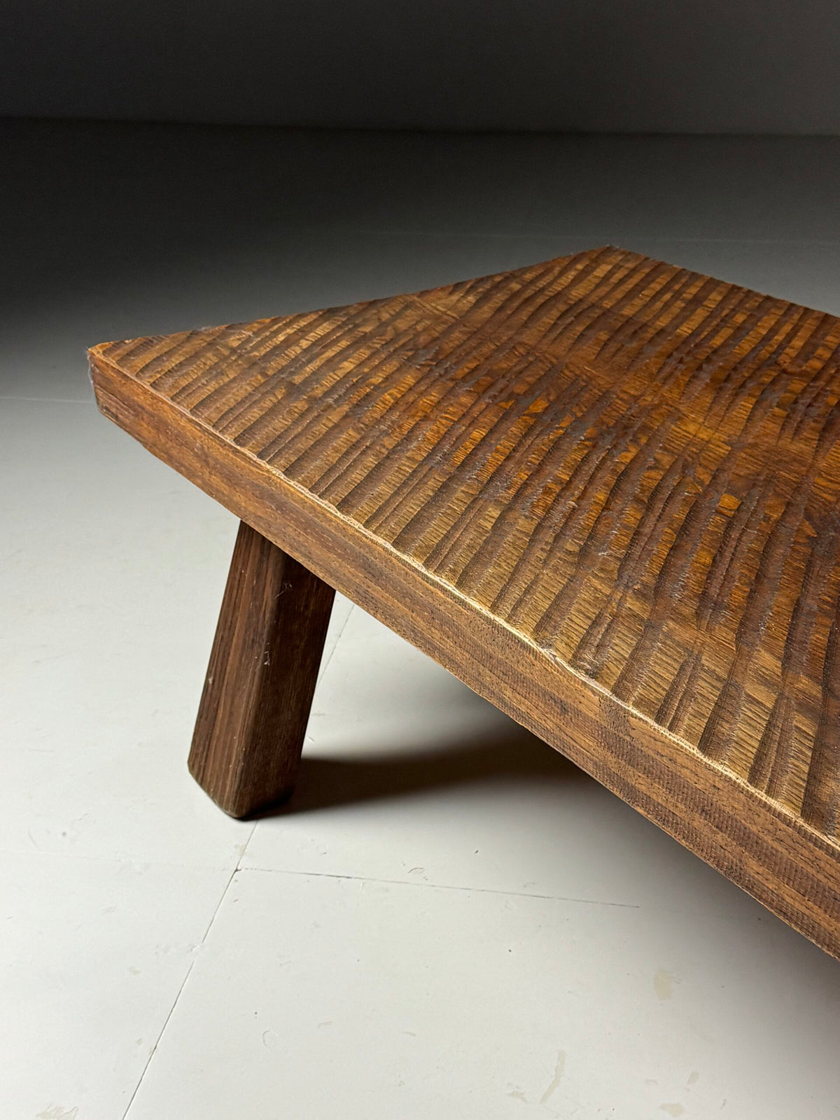 Brutalist Solid Oak Coffee Table, Netherlands, 1970s, photo 5