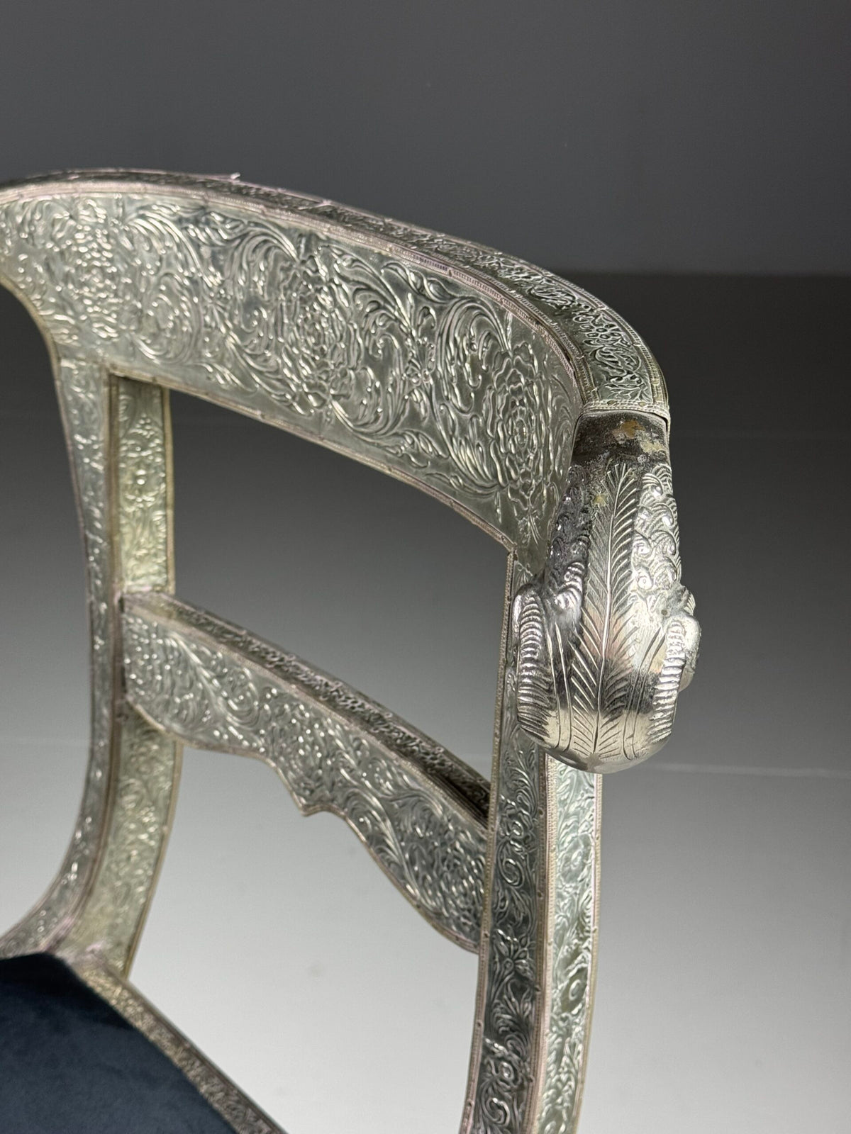 Set of Four Anglo-Indian Dowry Chairs with Tin Cladding, photo 15