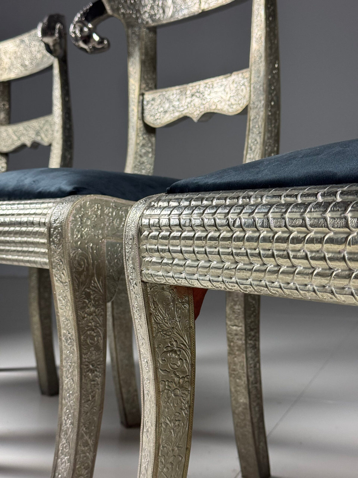 Set of Four Anglo-Indian Dowry Chairs with Tin Cladding, photo 26