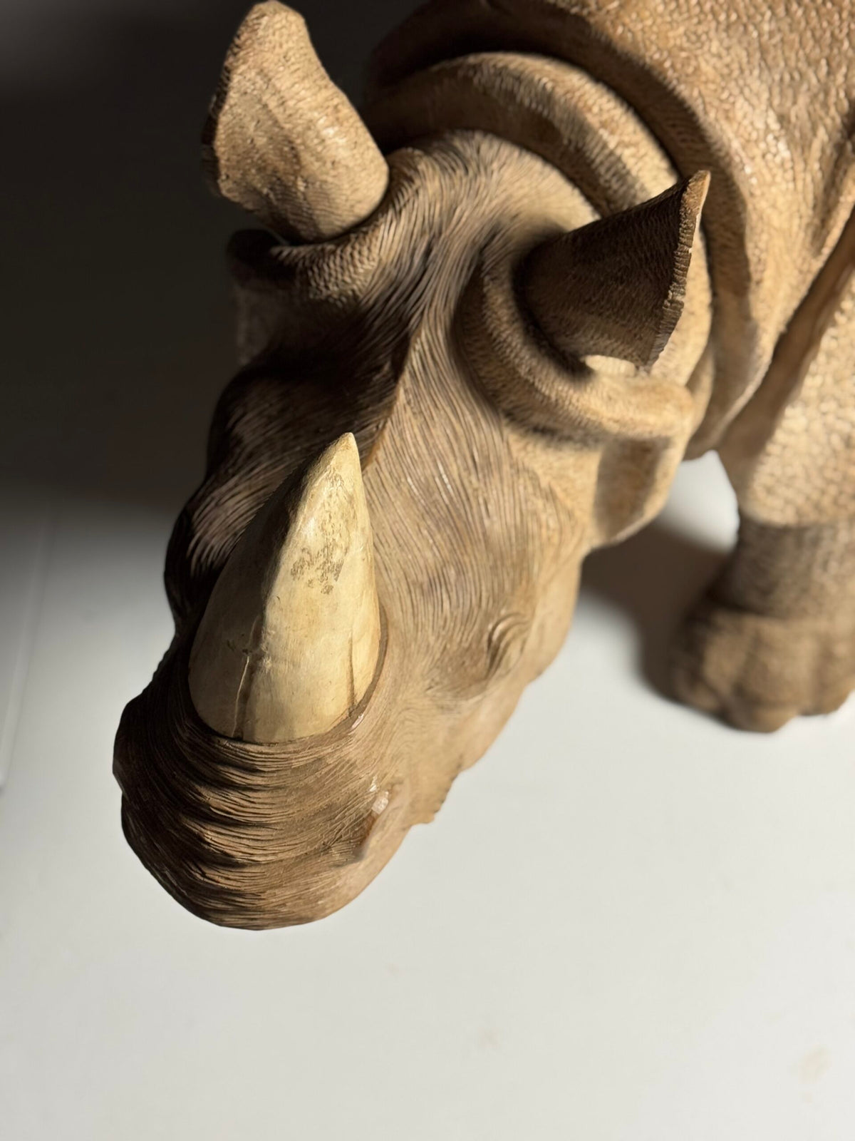 Hand Carved Asian Rhinoceros and Calf, South East Asia, c. 1960, photo 28