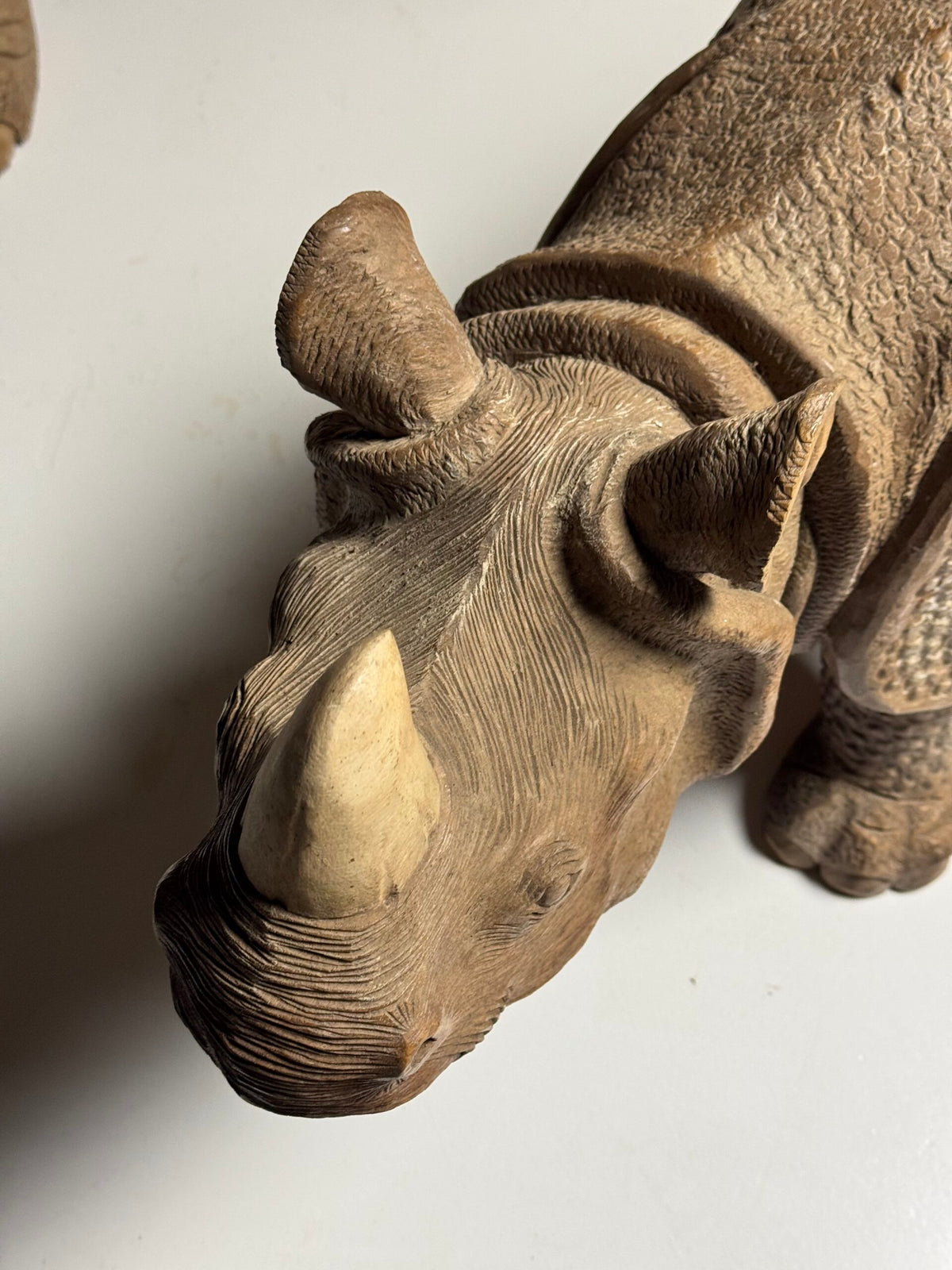 Hand Carved Asian Rhinoceros and Calf, South East Asia, c. 1960, photo 11