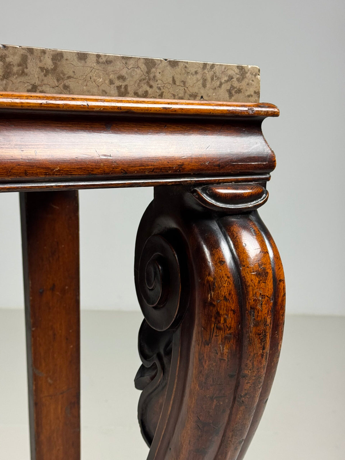 English Mahogany Console Table with Marble Top, 19th Century, photo 5