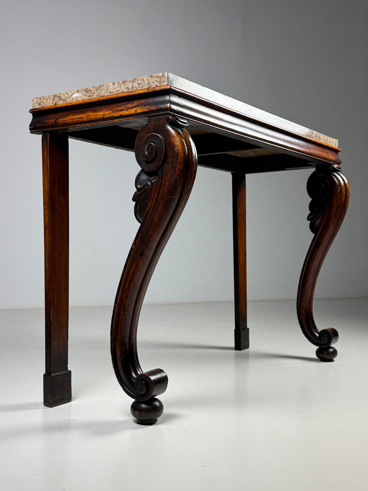 English Mahogany Console Table with Marble Top, 19th Century, photo 7