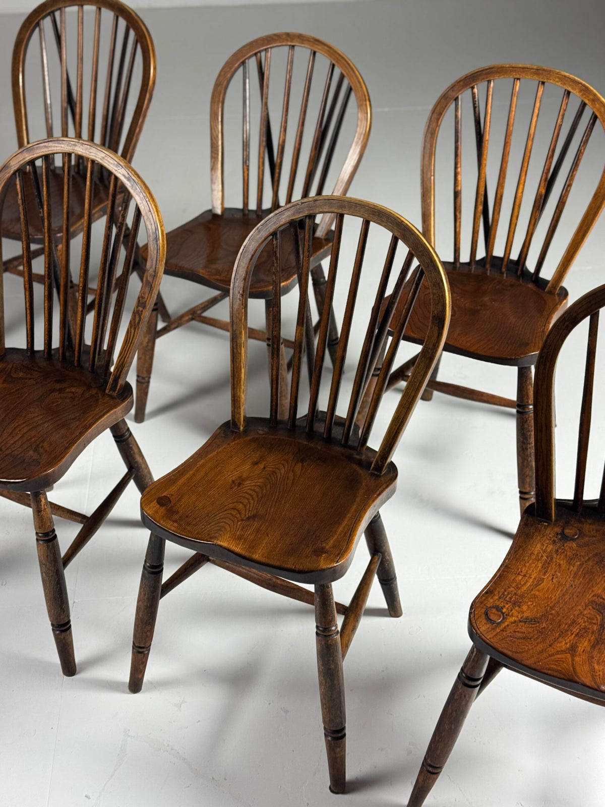 Set of Six English Windsor Spindle Back Chairs, 1935, photo 1