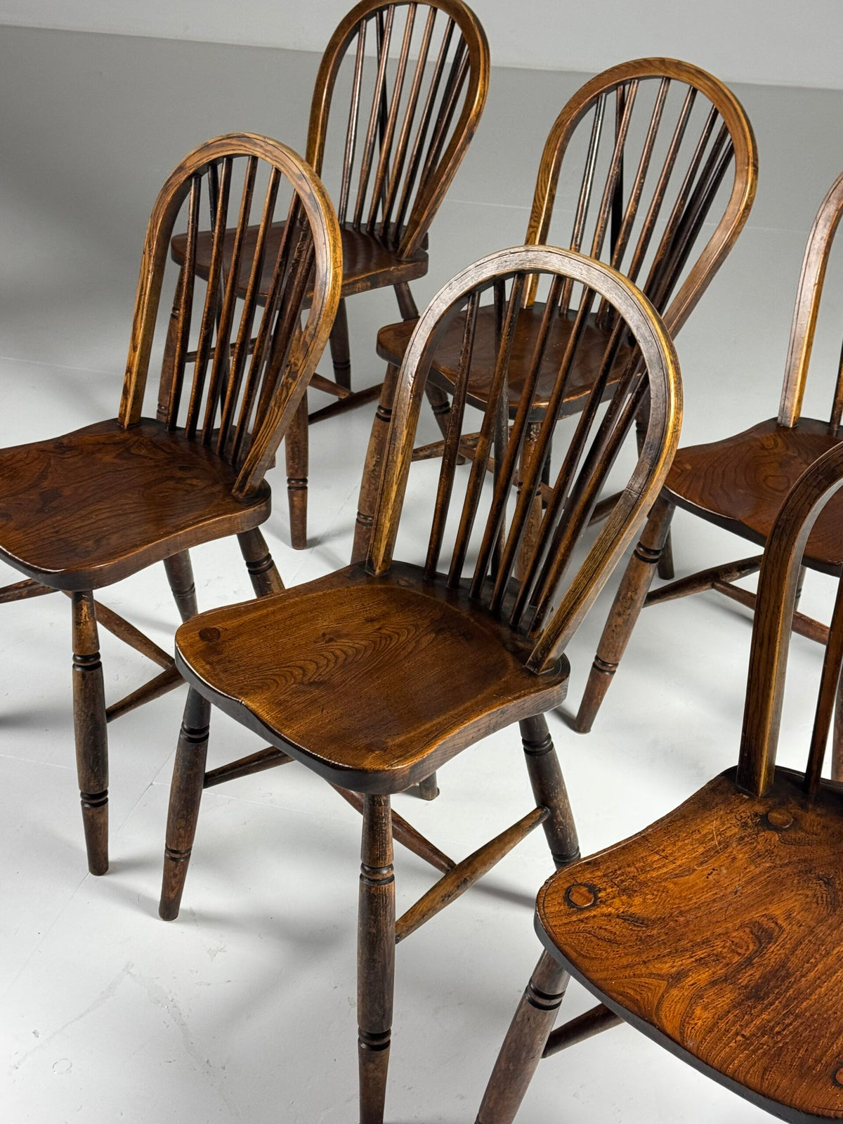 Set of Six English Windsor Spindle Back Chairs, 1935, photo 10