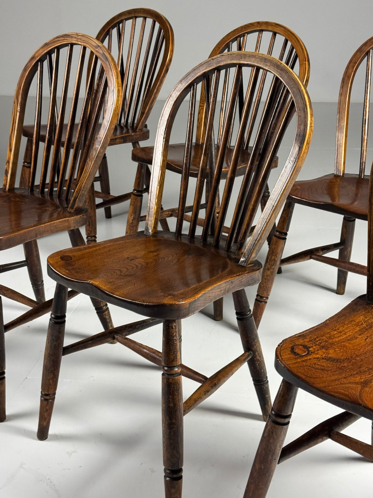 Set of Six English Windsor Spindle Back Chairs, 1935, photo 9