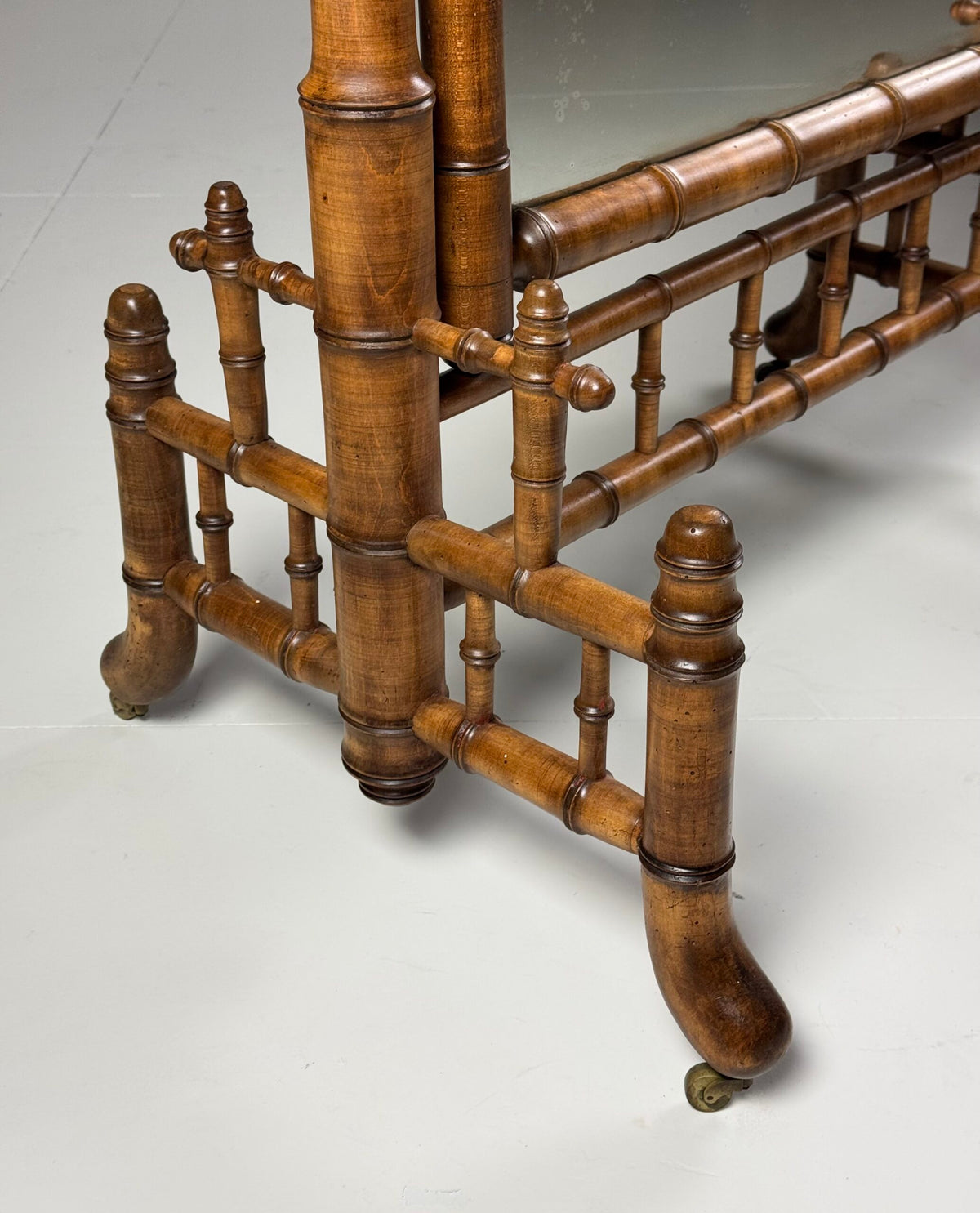 French Faux Bamboo Cheval Mirror, c. 1900, photo 4