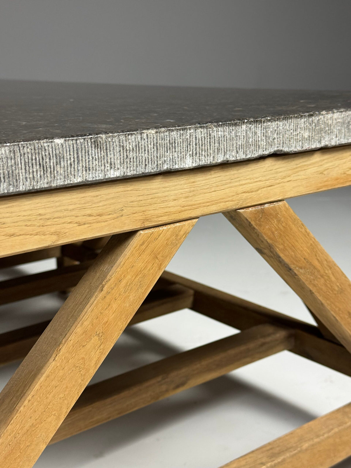 Rustic Coffee Table with Bluestone Top and Oak Base, Belgium, photo 18