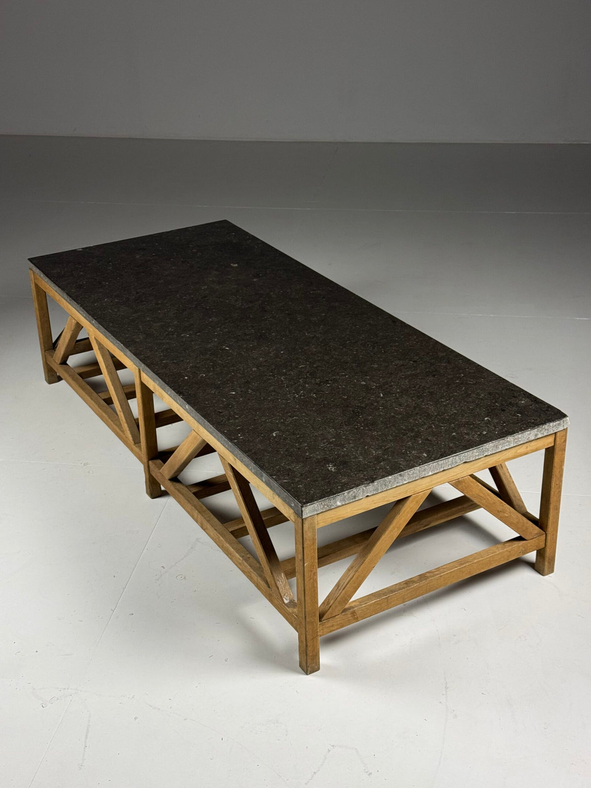 Rustic Coffee Table with Bluestone Top and Oak Base, Belgium, photo 10