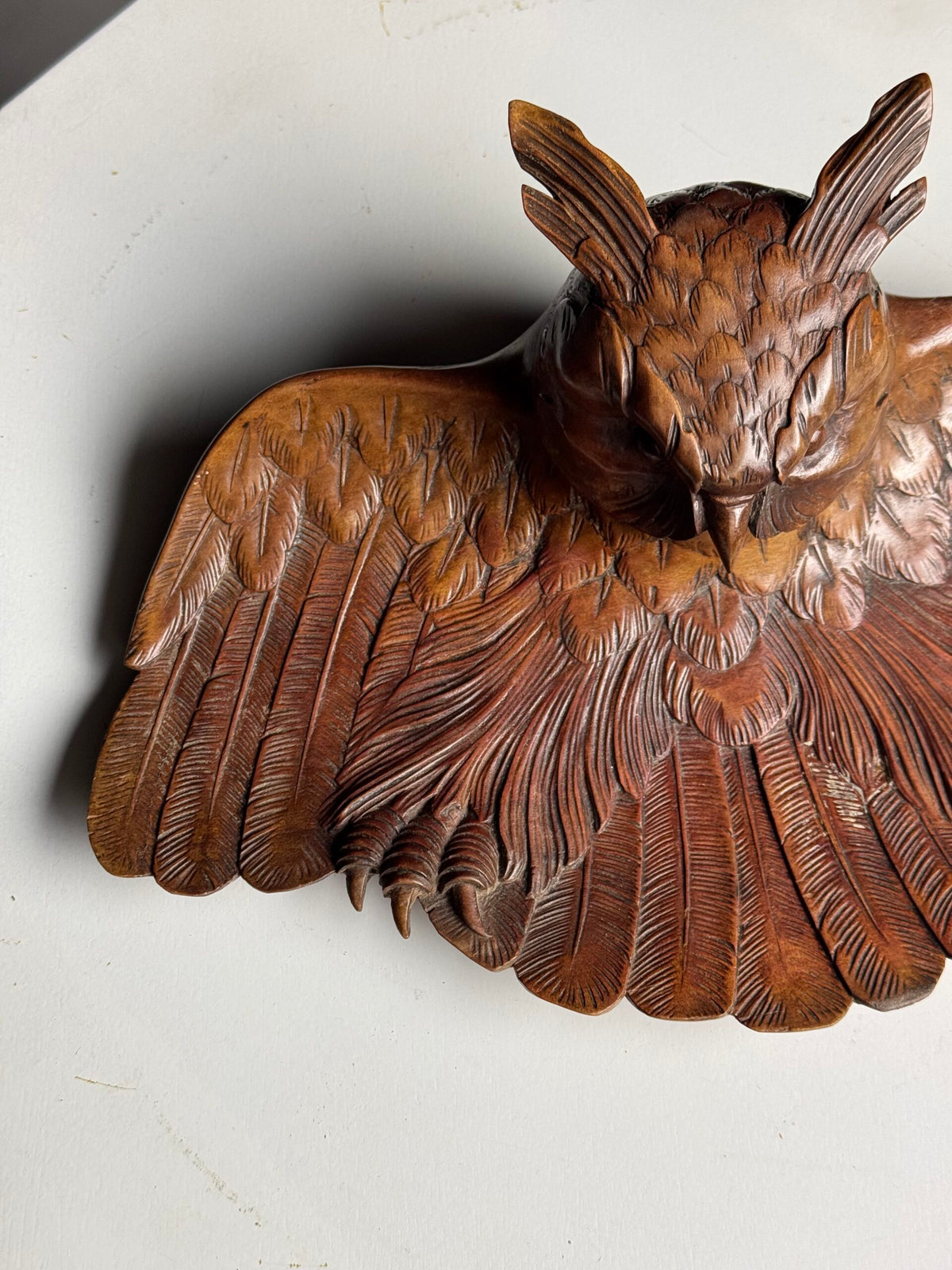 Black Forest Owl Inkwell, Carved Linden Wood, 1918, photo 27