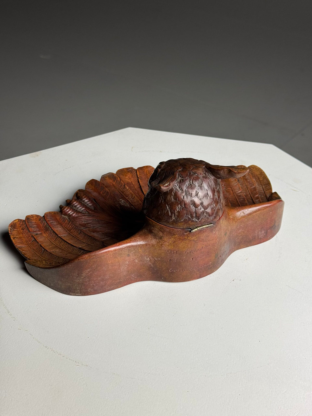 Black Forest Owl Inkwell, Carved Linden Wood, 1918, photo 17