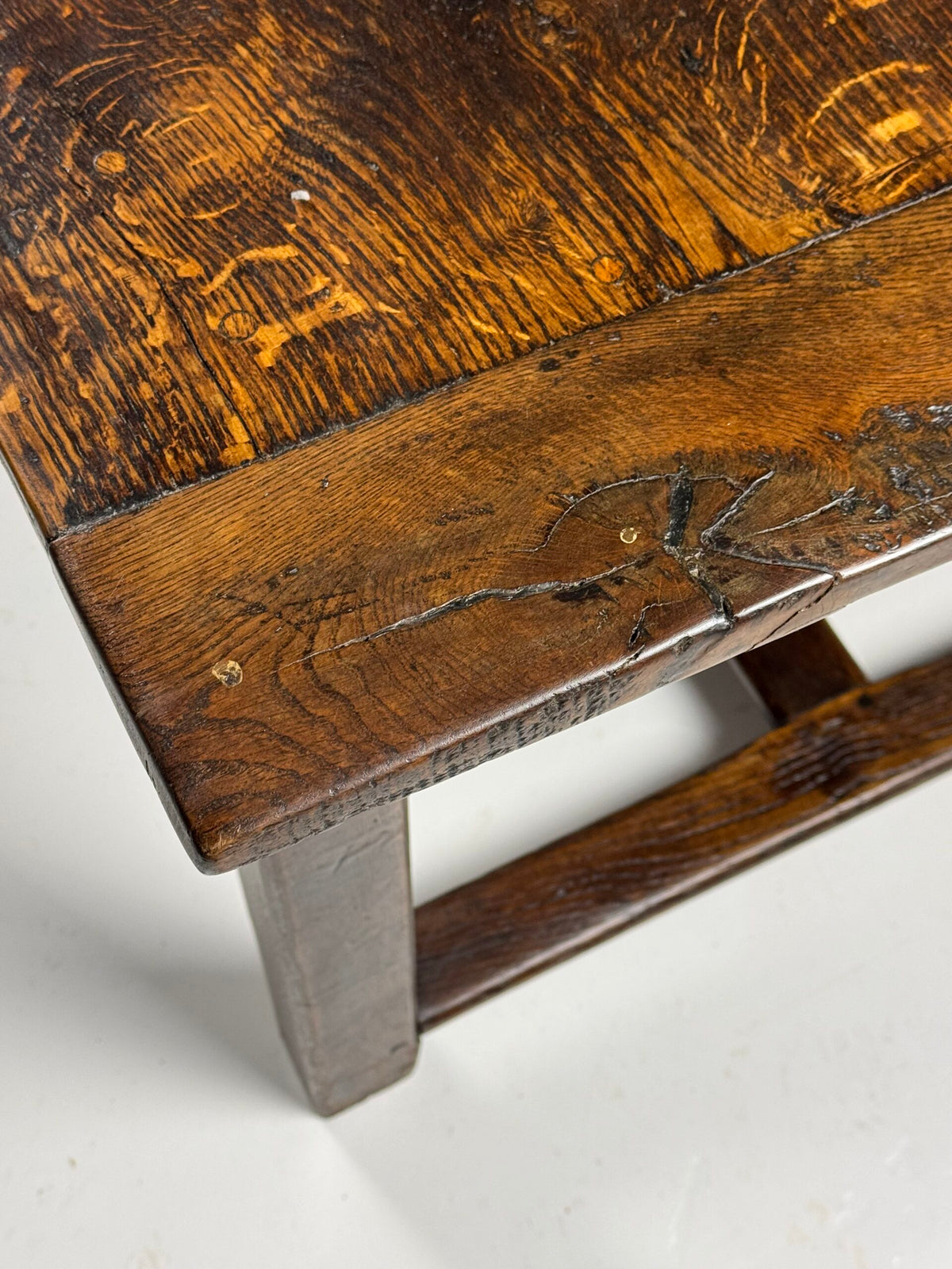 French Antique Oak Farmhouse Table with Two Plank Top, 18th Century, photo 23