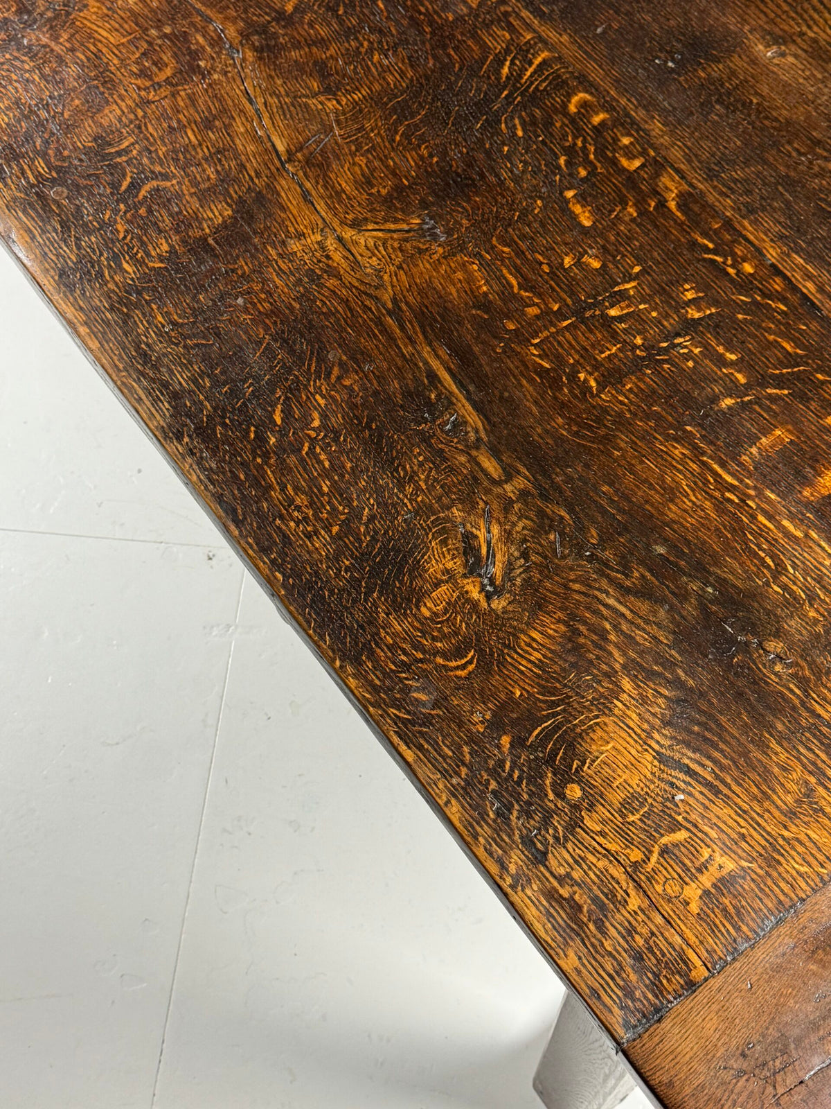 French Antique Oak Farmhouse Table with Two Plank Top, 18th Century, photo 9