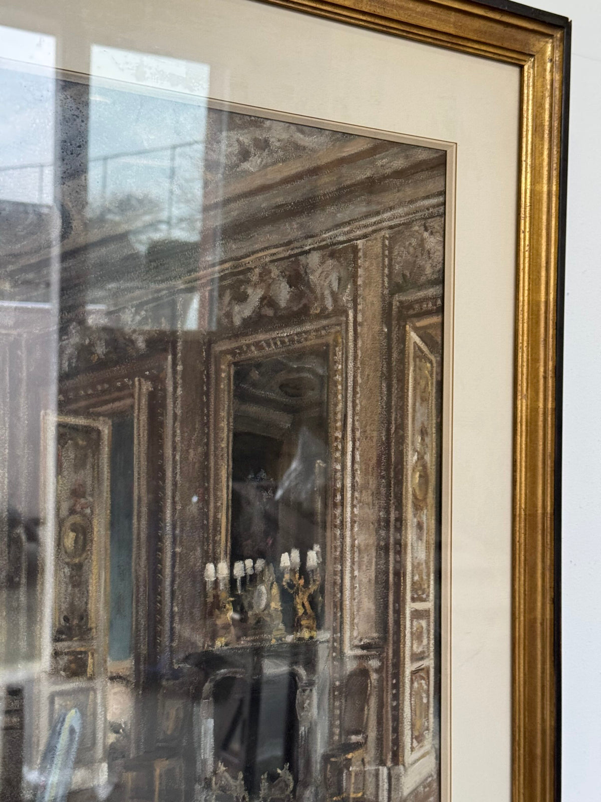 Pastel Drawing of a French Chateau Salon, Signed G. Gay, 1939, photo 11