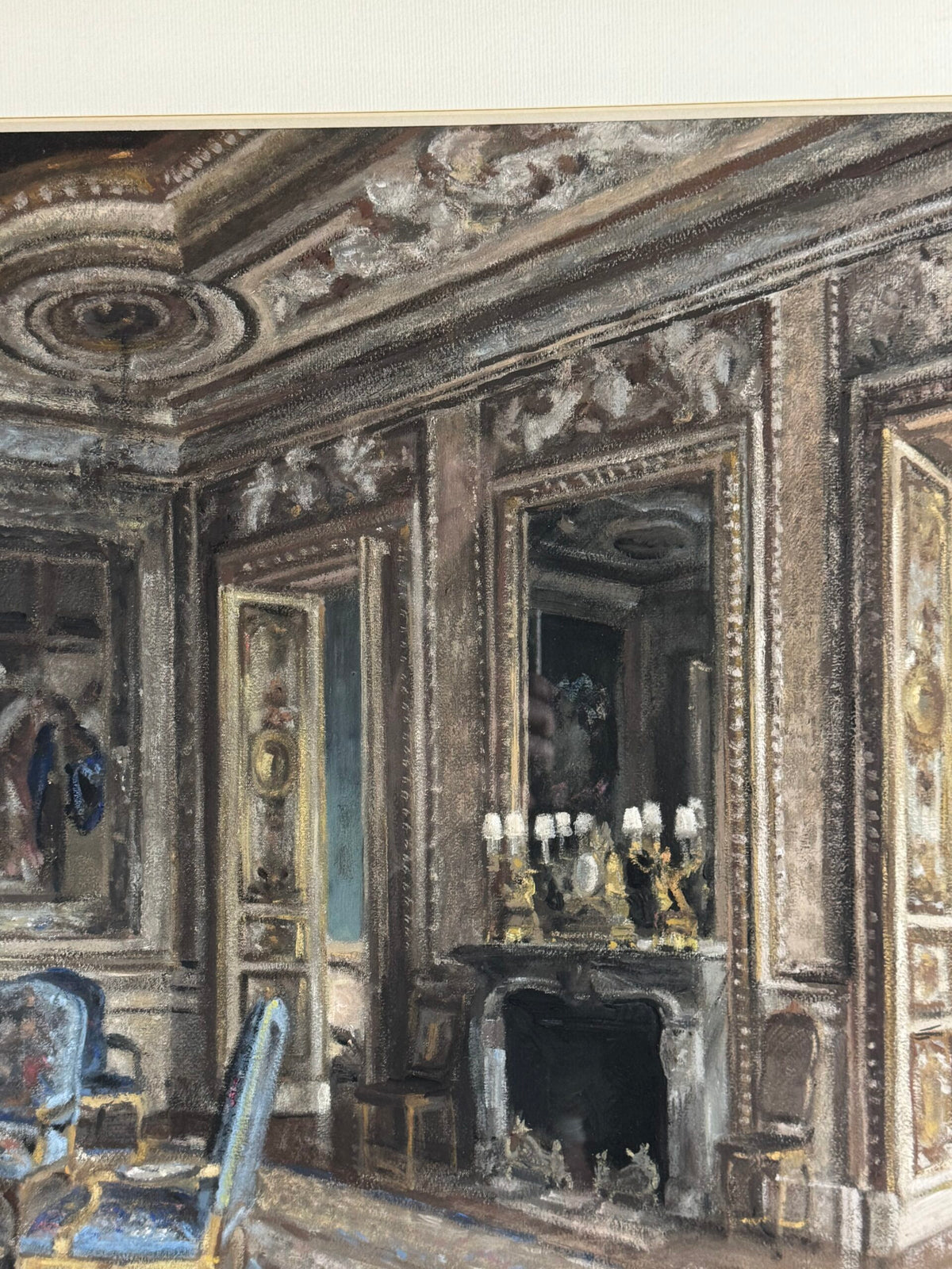Pastel Drawing of a French Chateau Salon, Signed G. Gay, 1939, photo 8