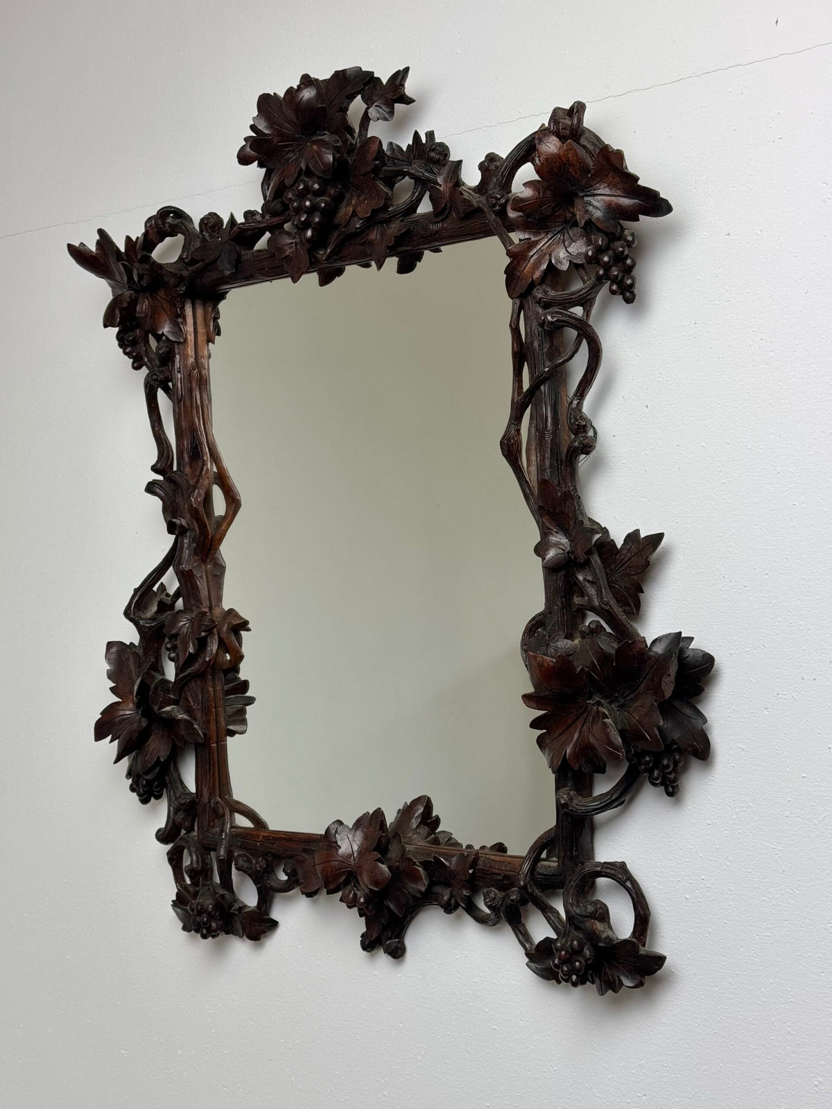 Hand Carved Black Forest Mirror, Germany c. 1900, photo 13