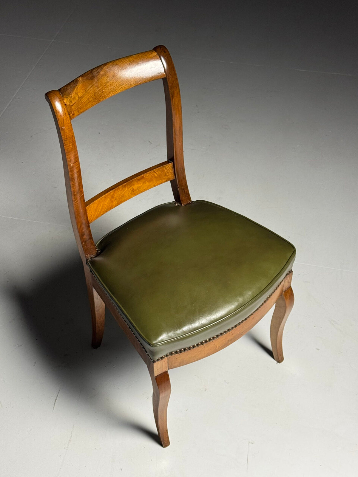Set of Five French Dining Chairs with Green Leather Seats, photo 15
