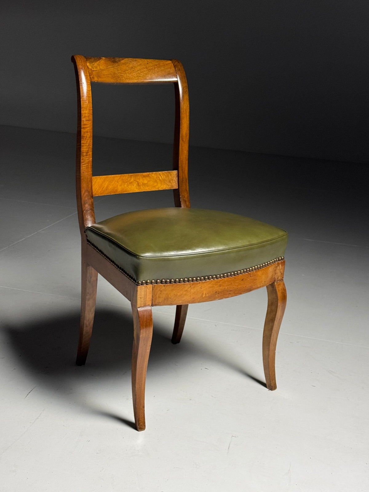 Set of Five French Dining Chairs with Green Leather Seats, photo 14