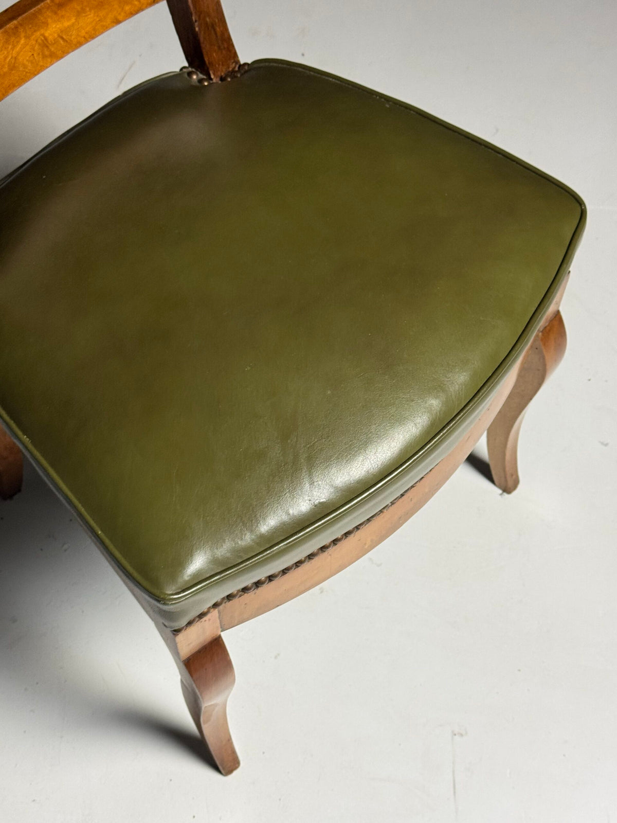Set of Five French Dining Chairs with Green Leather Seats, photo 13