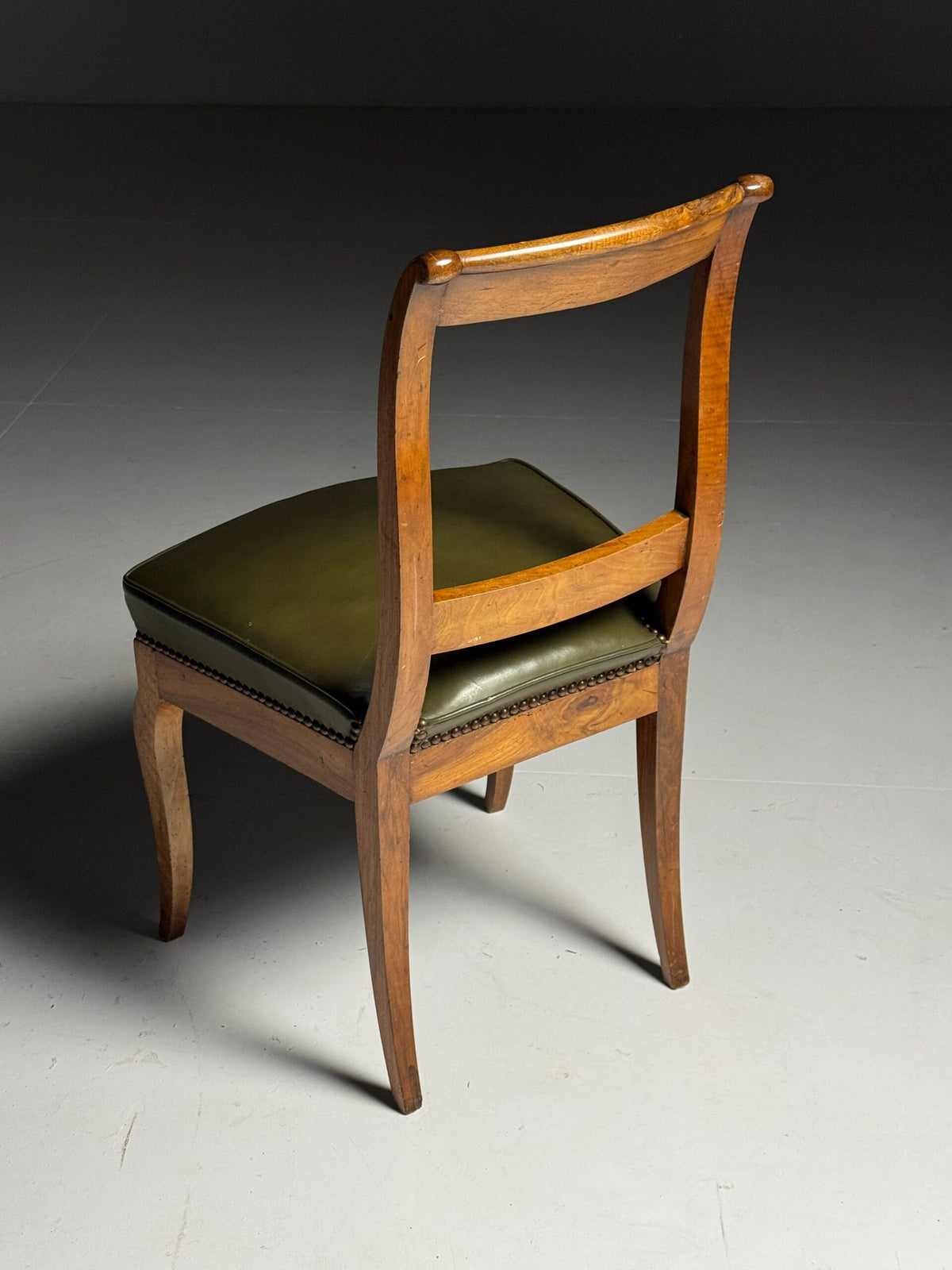 Set of Five French Dining Chairs with Green Leather Seats, photo 8