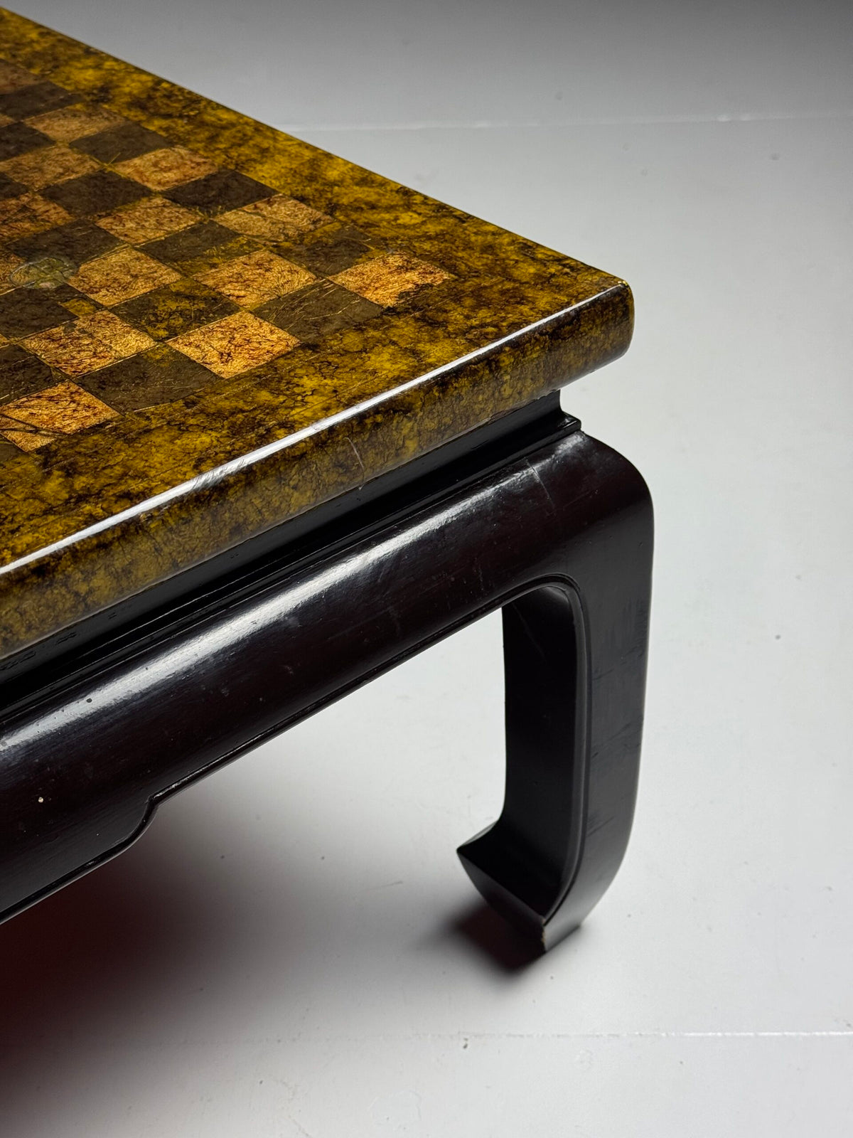 Square Asian Vintage Coffee Table with Chessboard Top, photo 5