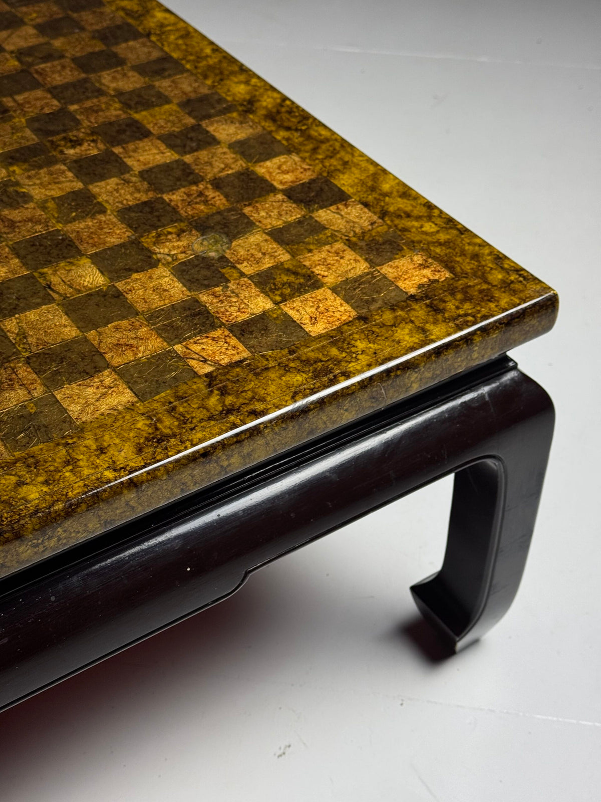 Square Asian Vintage Coffee Table with Chessboard Top, photo 6