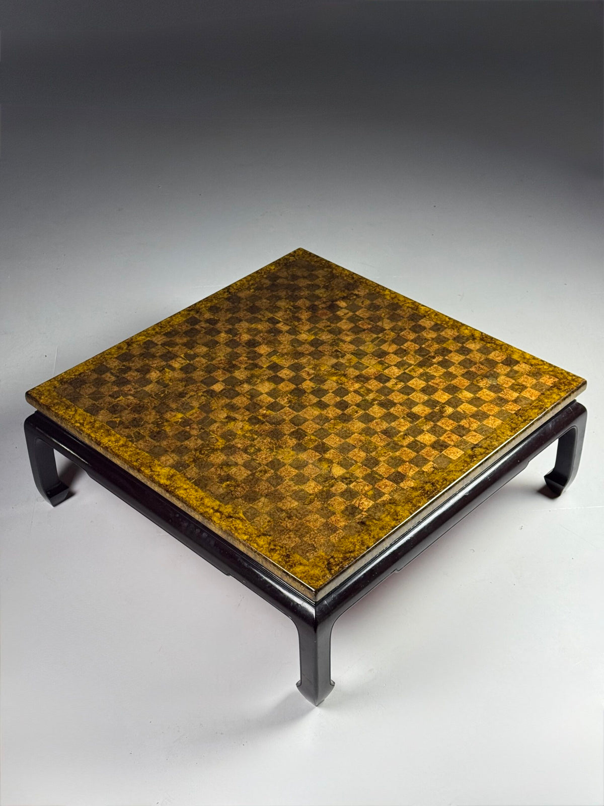 Square Asian Vintage Coffee Table with Chessboard Top, photo 10