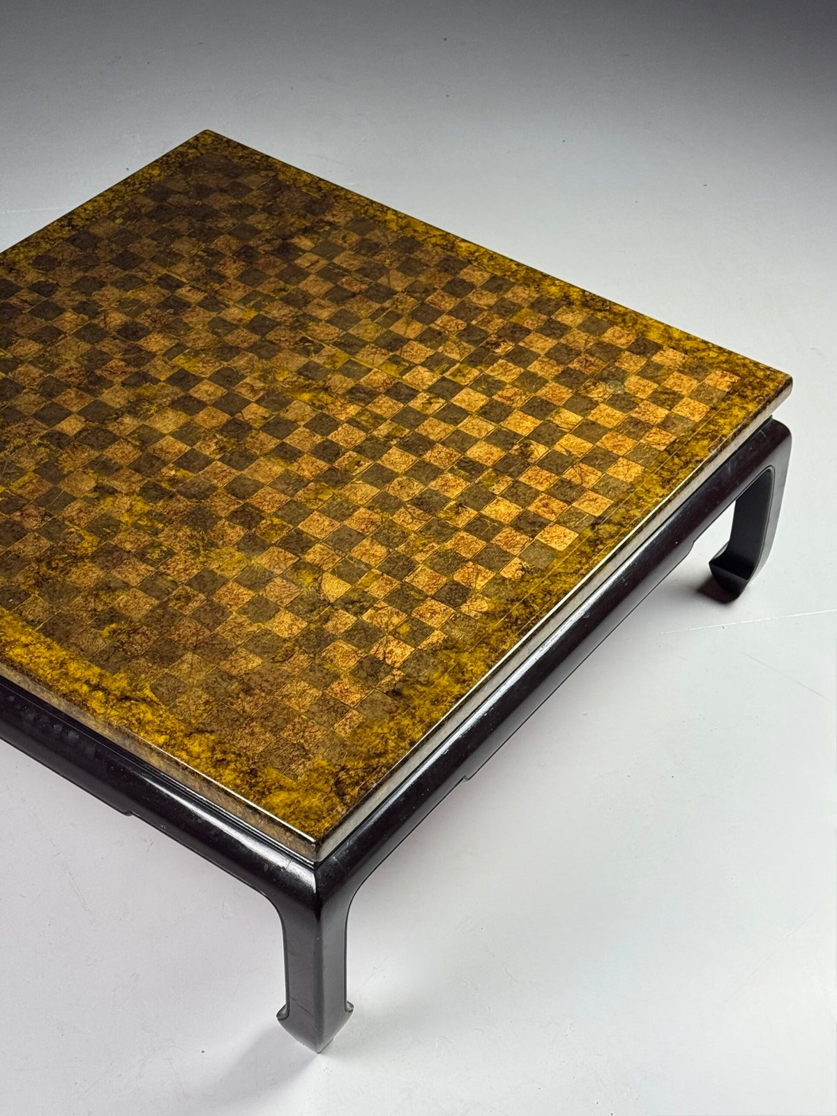 Square Asian Vintage Coffee Table with Chessboard Top, photo 1