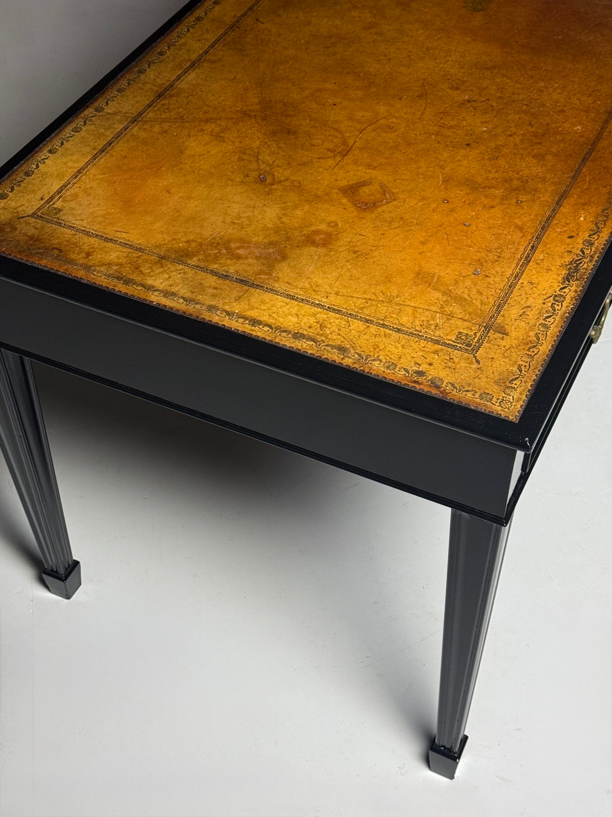 English Black Lacquered Mahogany Writing Table, Late 19th Century, photo 11
