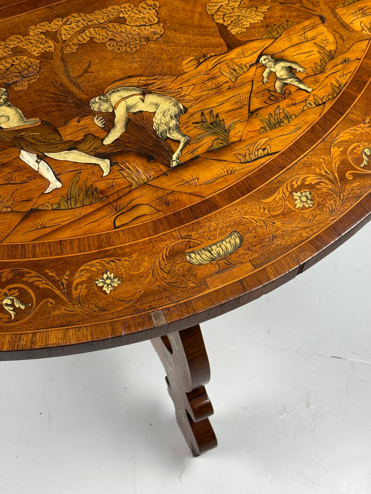 Pair of Italian Demi Lune Tables Inlaid with Bone, 19th Century, photo 3