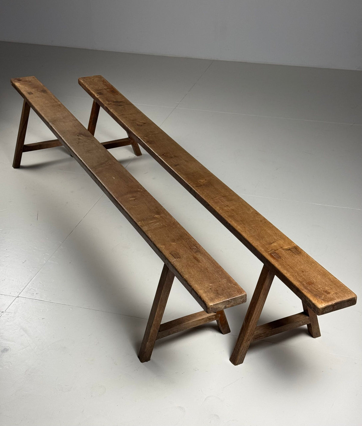 Pair of French Oak Dining Benches, 260 cm, c. 1900, photo 3