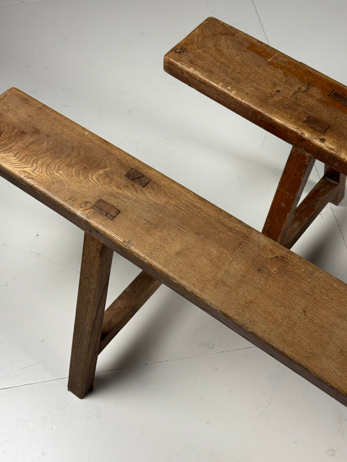 Pair of French Oak Dining Benches, 260 cm, c. 1900, photo 2